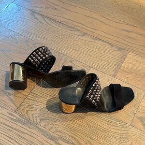 Pedro Garcia Black Sandals with Silver Studs